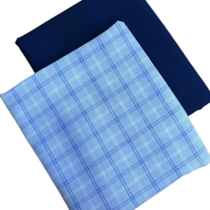 Pocket Squares Classic Blue and White Checked Designs and Plain Cotton Fabric. 2yards each