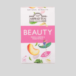 Ahmad Tea Herbal Tea, Peach, Carob, and Rose Petals 'Beauty' Natural Benefits Teabags, 20 ct (Pack of 1) - Decaffeinated & Sugar-Free