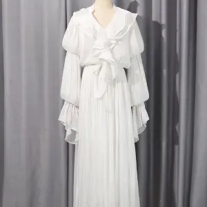 White Long-Sleeved evening Gown suitable for Formal occasions.