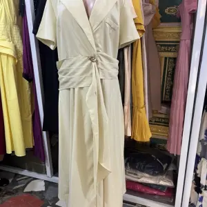 Cream Shirt-Style Midi Dress