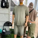 Casual Two-piece Outfit consisting of a T-shirt and Shorts, also sets available for men's sportswear.