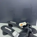 Black Square Toe Block Heeled Sandals.