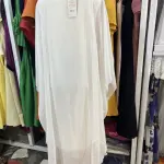 White Kaftan-Style Gown with Large Floral Prints