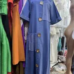 Denim cargo maxi dress