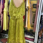 Luna Lace Bandeau Gown in Pistachio Green .