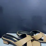 Beige cross-Strap Block Heel Slippers by Alexenderwang