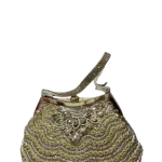 Intricately Embroidered and Beaded Gold Clutch Bag