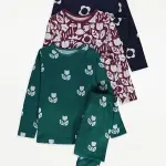 Flower Wildlife Long Sleeve Pyjamas 3 Pack 12months to 14years