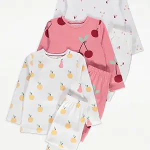 3-pack of Girls' Long-Sleeve Pyjamas 12months to 14years