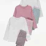George Girls Gingham Long Sleeve Pyjamas 3 Pack. 12 months to 14years