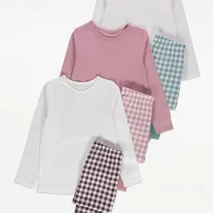 George Girls Gingham Long Sleeve Pyjamas 3 Pack. 12 months to 14years