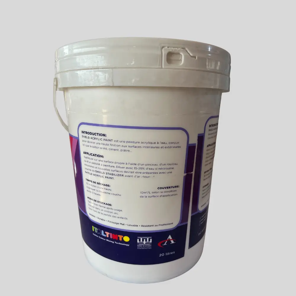 20L Shield Acrylic Paint in Brilliant White color.