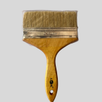 6” Flat Paint Brush With A Wooden Handle And Natural Bristles.