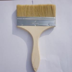 6” Flat Paint Brush With A Wooden Handle And Natural Bristles.