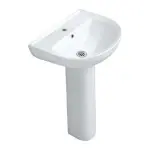 White ceramic bathroom basin with a full pedestal