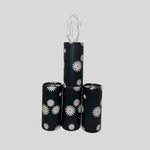 Cylinder Tissues Boxes Printed for Car and Travel Soft Facial Tissues B (Flower Style) 1Pck 50 Pieces