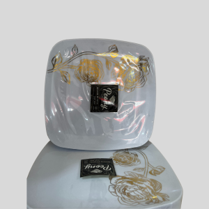 Decorline Elegant Sturdy Reusable Plastic Plates 10 Pieces White/Gold