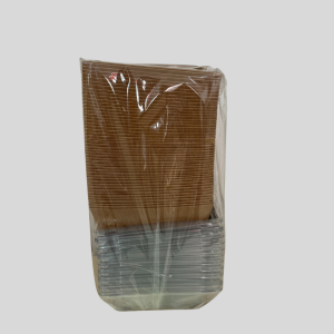 Disposable Brown Kraft Paper Food Containers with Clear Plastic Lids.50Pcs