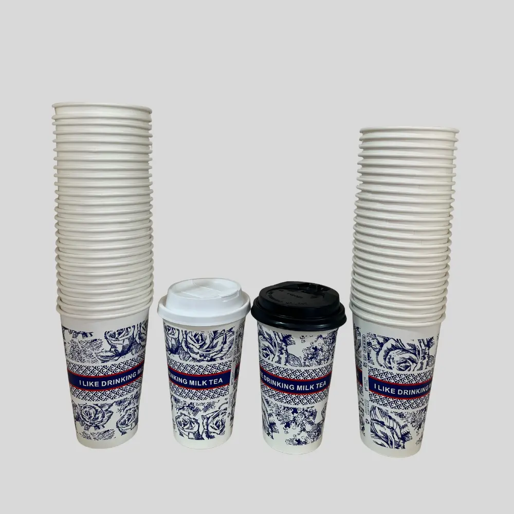 Disposable Paper Coffee Cups with Lid 25Pcs