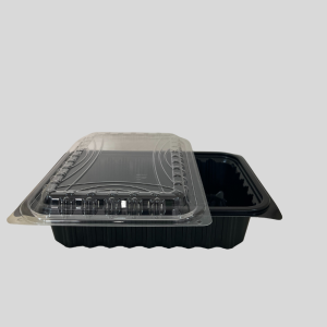 Black Plastic Take-out Container with a Clear Dome Lid 50Pcs