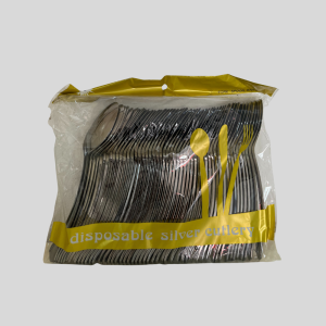 New Arrivals Disposable Silver Plastic Cutlery 50PCS