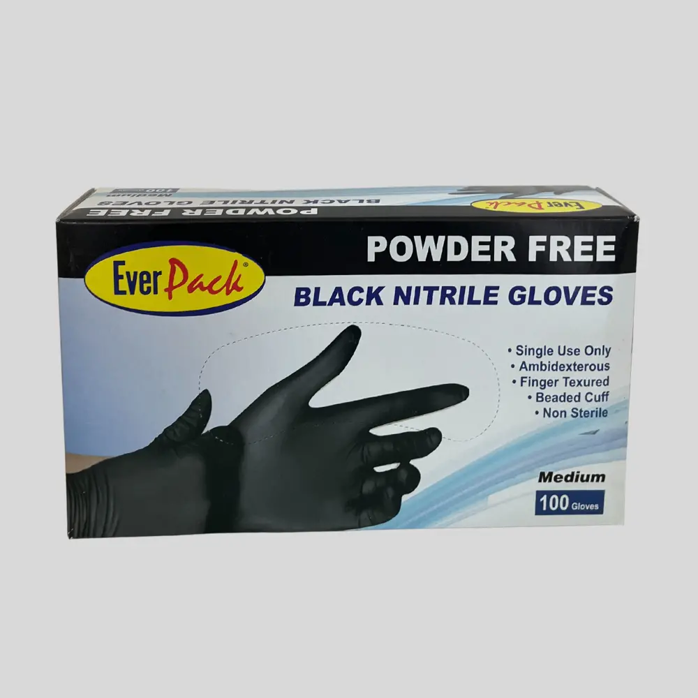 Ever Pack Brand Black Nitrile Gloves 100pcs