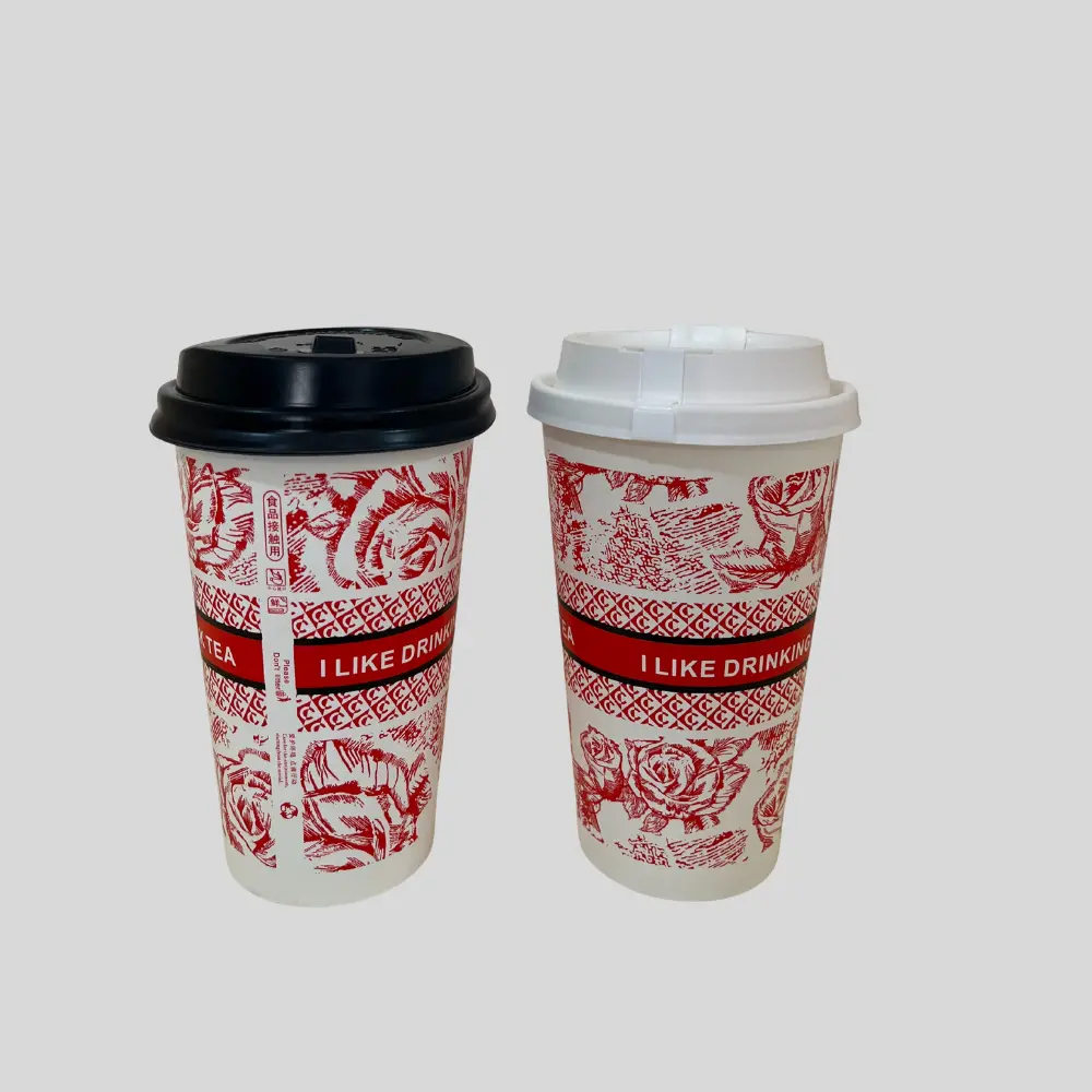 Disposable Paper Coffee Cups with Lid 25Pcs