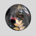 Black dinner plate featuring gold botanical or leaf patterns, part of the "Decor Edge Collection". 15Pcs