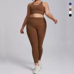 V-seam waistband chocolate brown leggings