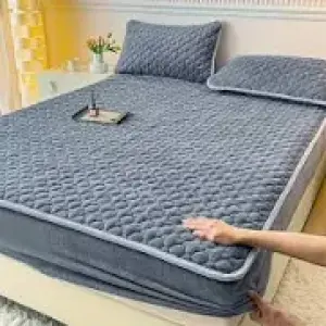 3 pcs Set Taffeta Velvet Fitted Bedsheet- Queen Size