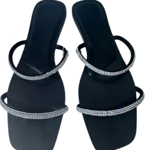 Square-Toe Black Sandals