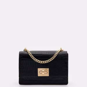 Aldo Laurenceex Crossbody Bag with a Black Croc-embossed Texture