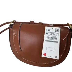 Zara Contrast Topstitching Crossbody Bag with a structured design and adjustable strap.