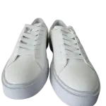 Pure White, Low-Top Casual Sneakers, in a lace-up design and Flat Rubber Soles.
