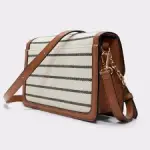 Aldo SLOANA Striped Satchel Crossboby bag, Brown trim and Gold-tone Hardware.