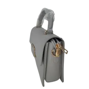 Mini Handbag with Top Handle Satcheling a prominent rectangular Gold-tone clasp