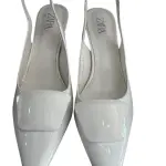 Zara Faux patent slingback shoes in a pointed Toe and a stiletto Heel.