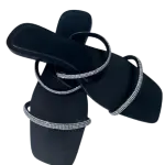 Square-Toe Black Sandals