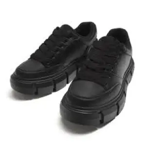 Zara Chunky Lace Up Sneaker in Black Blocky Volume Sole .