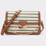 Aldo SLOANA Striped Satchel Crossboby bag, Brown trim and Gold-tone Hardware.