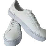 Pure White, Low-Top Casual Sneakers, in a lace-up design and Flat Rubber Soles.