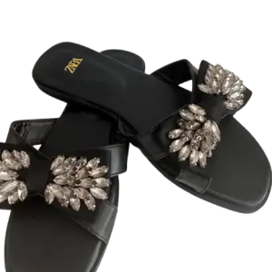 black Zara slide sandals