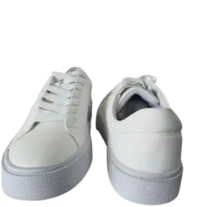 Pure White, Low-Top Casual Sneakers, in a lace-up design and Flat Rubber Soles.