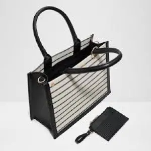 Aldo DASPIAS striped tote bag with a pouch, in a black combo color.