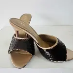 Zara heeled mule sandals in a textured strap and a high stiletto heel.