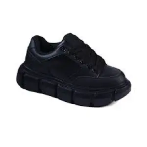 Zara Chunky Lace Up Sneaker in black blocky volume sole .