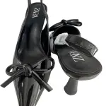 Zara Black Slingback Heels in pointed Toe, a bow on the front.