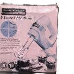 Hamilton Beach 5-Speed Electric Hand Mixer with Whisk, Traditional Beaters, Snap-On Storage Case, 250 Watts, White