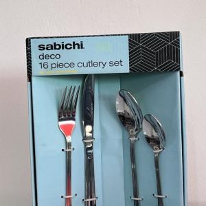 Sabichi Deco 16pc Cutlery Set, Stainless Steel, Silver, 6.3 x 20 x 27 cm