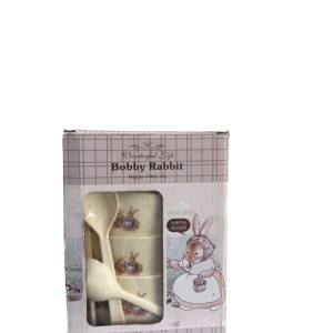 Bobby Rabbit children's dinnerware set, 4 plates with spoons